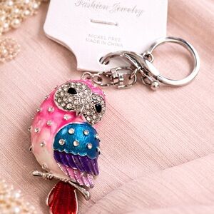Pink Multicolor Crystal Owl Keychain - Fashion Jewelry